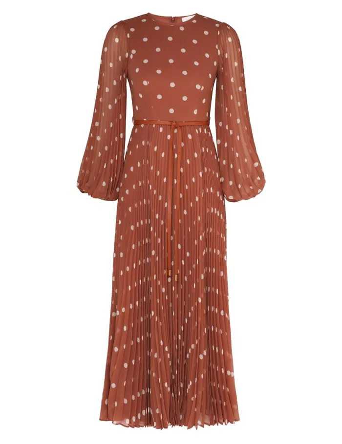 Zimmermann Dresses Sunray Long Sleeve Midi Aragoncream Dot 8211 Women