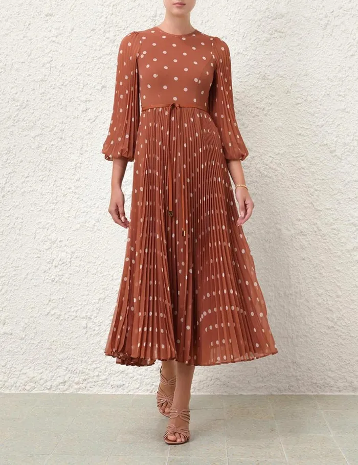 Zimmermann Dresses Sunray Long Sleeve Midi Aragoncream Dot 8211 Women