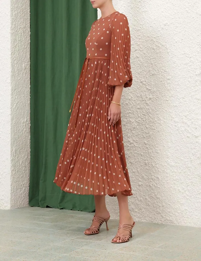 Zimmermann Dresses Sunray Long Sleeve Midi Aragoncream Dot 8211 Women