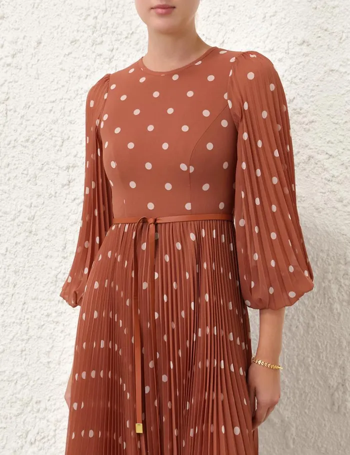 Zimmermann Dresses Sunray Long Sleeve Midi Aragoncream Dot 8211 Women