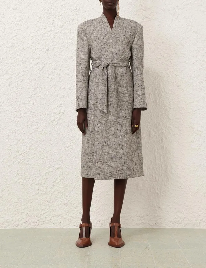 Zimmermann Jackets and Coats Tranquillity Collarless Coat Blackcream 8211 Women