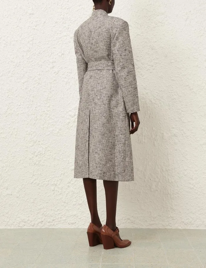 Zimmermann Jackets and Coats Tranquillity Collarless Coat Blackcream 8211 Women