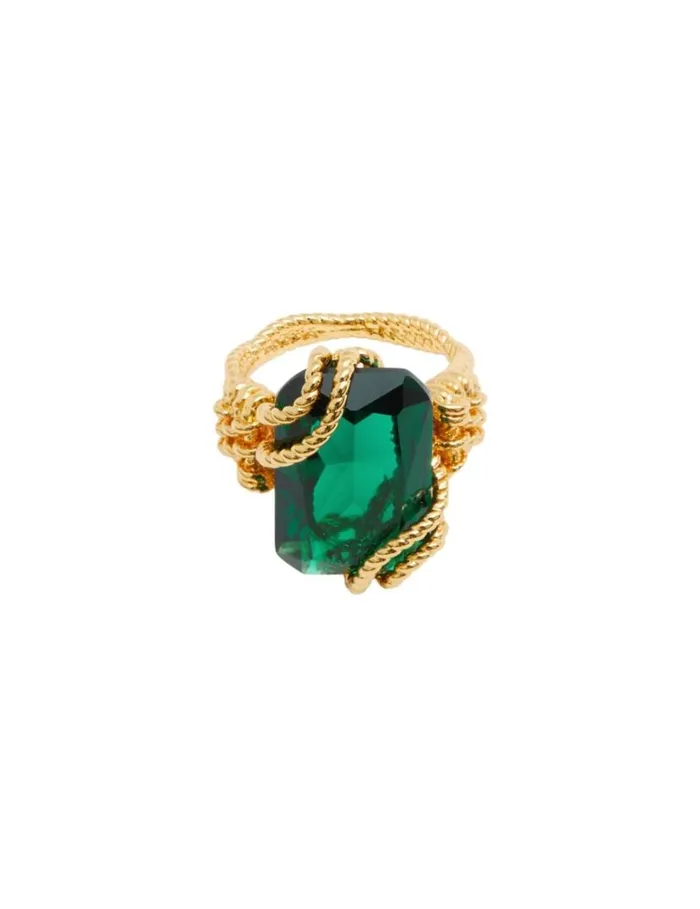 Zimmermann Jewellery Tangled Rope Cocktail Ring Goldemerald 8211 Women