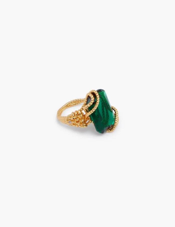 Zimmermann Jewellery Tangled Rope Cocktail Ring Goldemerald 8211 Women