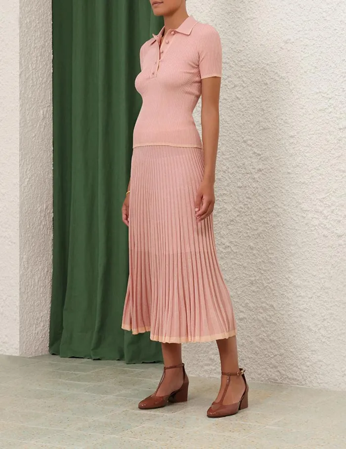 Zimmermann Knitwear Metallic Polo Peach 8211 Women
