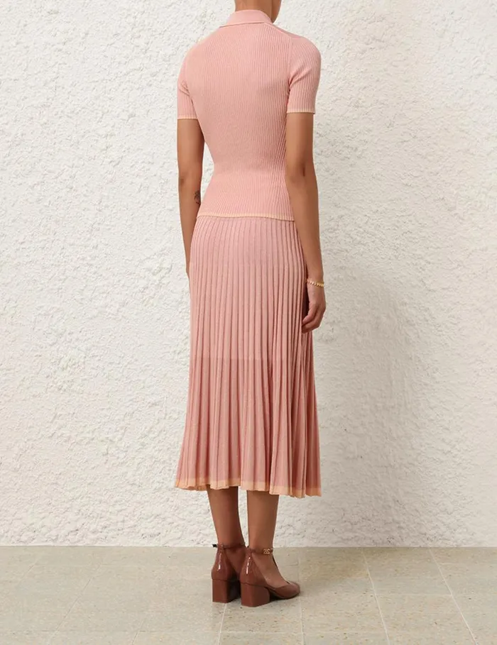 Zimmermann Knitwear Metallic Polo Peach 8211 Women
