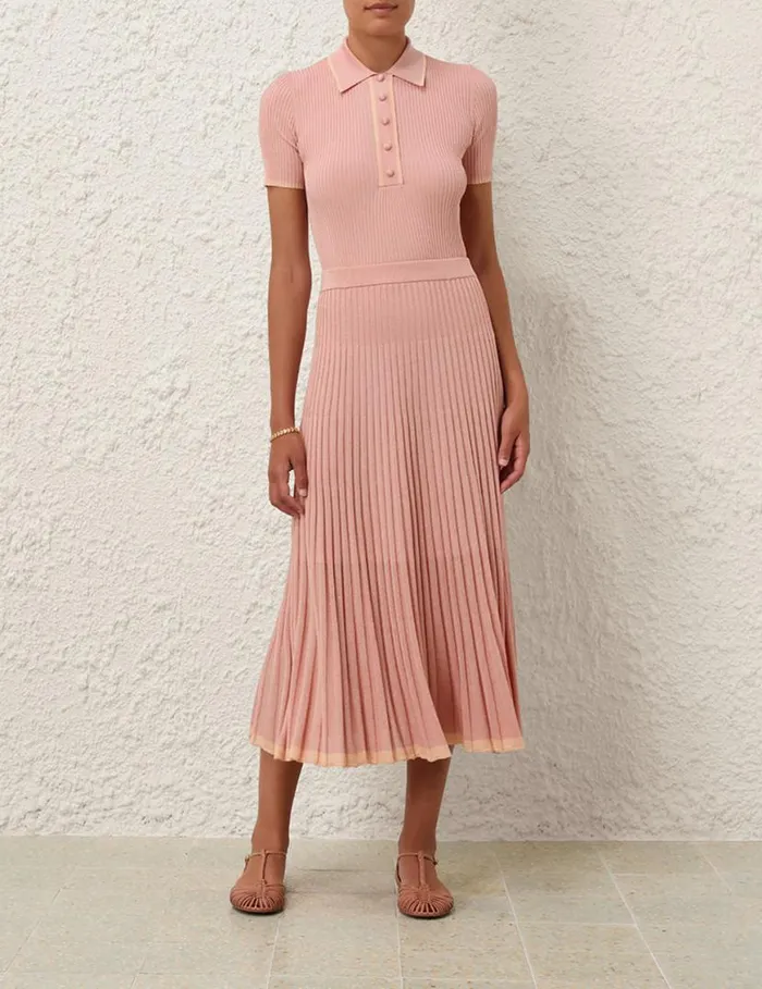 Zimmermann Knitwear Metallic Polo Peach 8211 Women