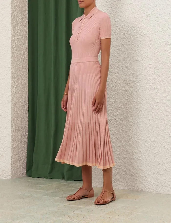 Zimmermann Knitwear Metallic Polo Peach 8211 Women