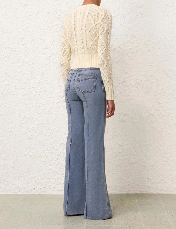 Zimmermann Knitwear Natura Cable Sweater Cream 8211 Women