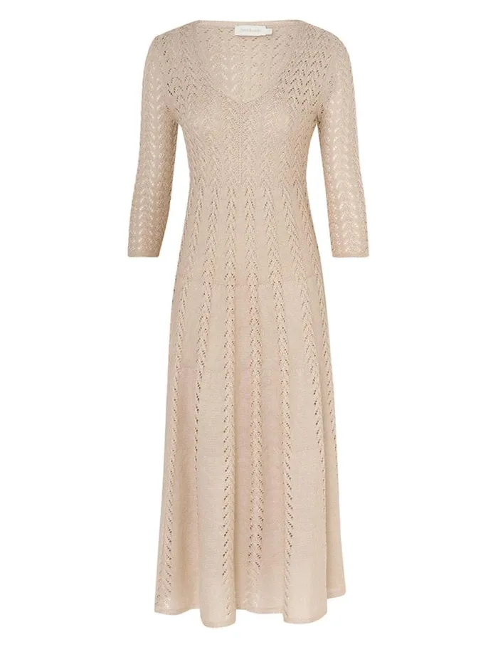 Zimmermann Knitwear Natura Knit Lace Dress Natural 8211 Women
