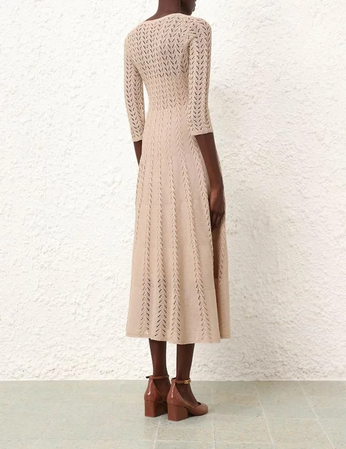 Zimmermann Knitwear Natura Knit Lace Dress Natural 8211 Women