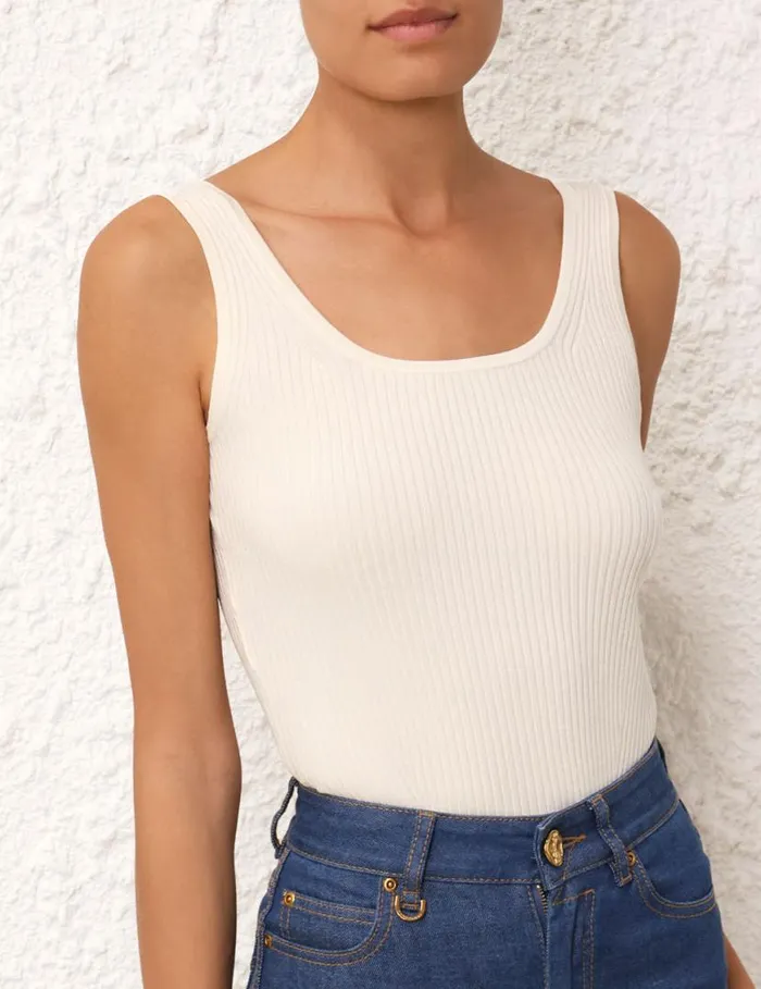 Zimmermann Knitwear Scoop Neck Tank Parchment 8211 Women
