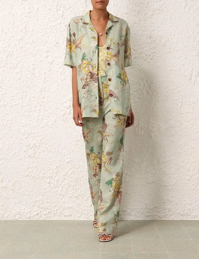 Zimmermann Shorts and Pants Matchmaker Straight Leg Pant Mint Tropical Floral 8211 Women