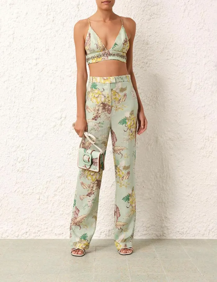 Zimmermann Shorts and Pants Matchmaker Straight Leg Pant Mint Tropical Floral 8211 Women