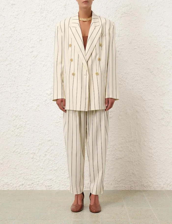 Zimmermann Shorts and Pants Natura Cropped Barrel Pant Navycream Stripe 8211 Women