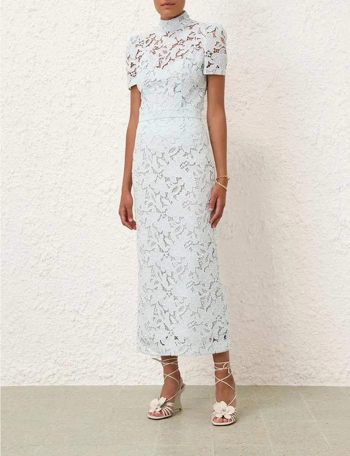 Zimmermann Skirts Natura Lace Pencil Midi Skirt Mint 8211 Women