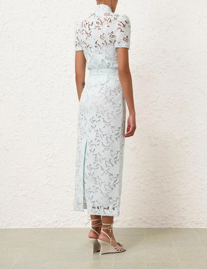 Zimmermann Skirts Natura Lace Pencil Midi Skirt Mint 8211 Women