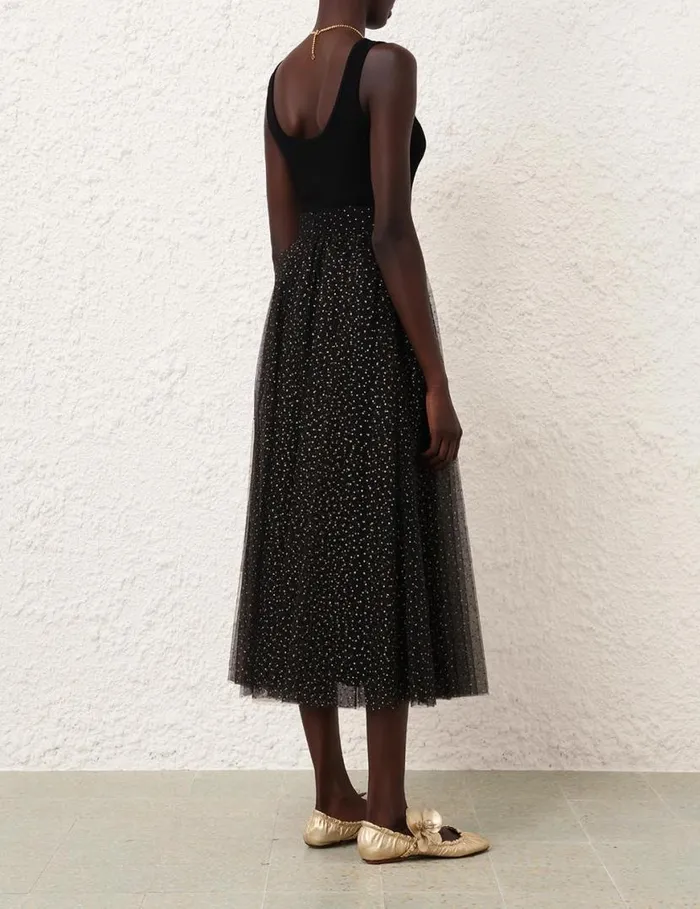Zimmermann Skirts Tulle Midi Skirt Blackgold Dot 8211 Women