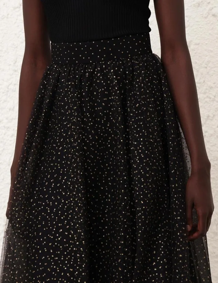 Zimmermann Skirts Tulle Midi Skirt Blackgold Dot 8211 Women