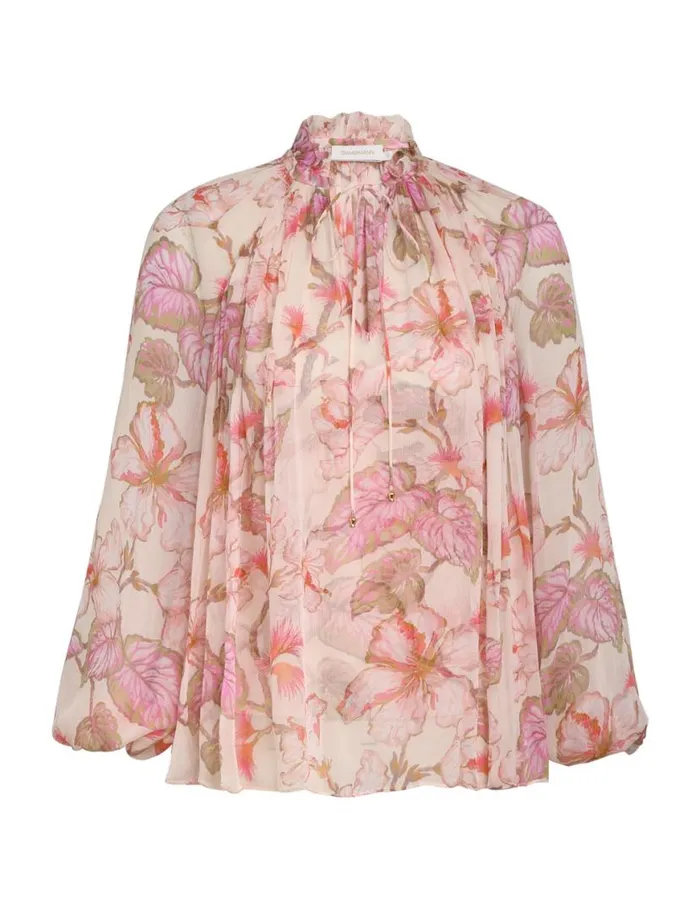 Zimmermann Tops Matchmaker Billow Blouse Coral Hibiscus 8211 Women