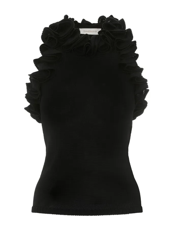 Zimmermann Tops Matchmaker Ruffle Neck Top Black 8211 Women