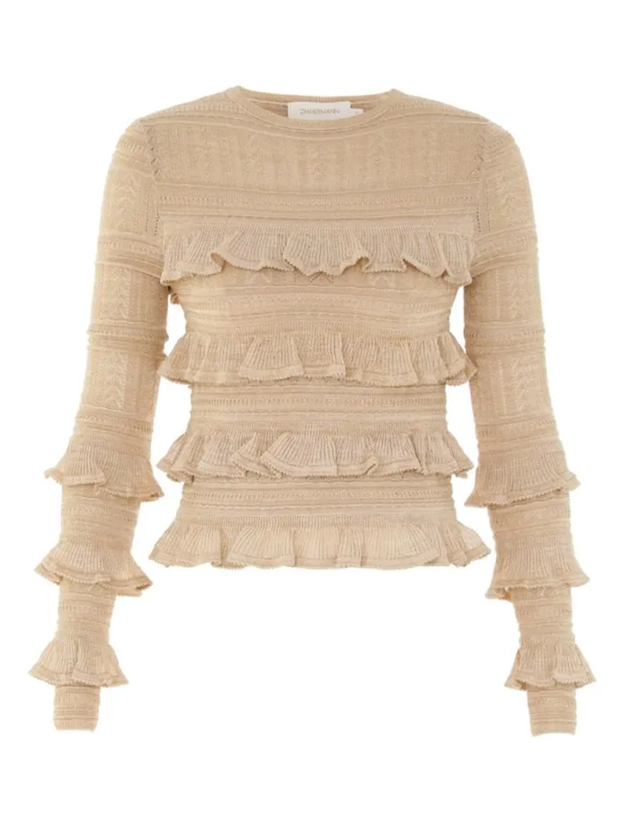 Zimmermann Tops Matchmaker Ruffle Top Gold Lurex 8211 Women