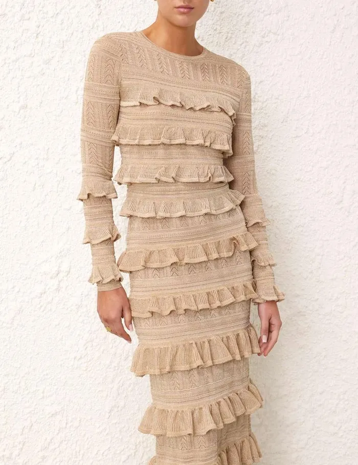 Zimmermann Tops Matchmaker Ruffle Top Gold Lurex 8211 Women