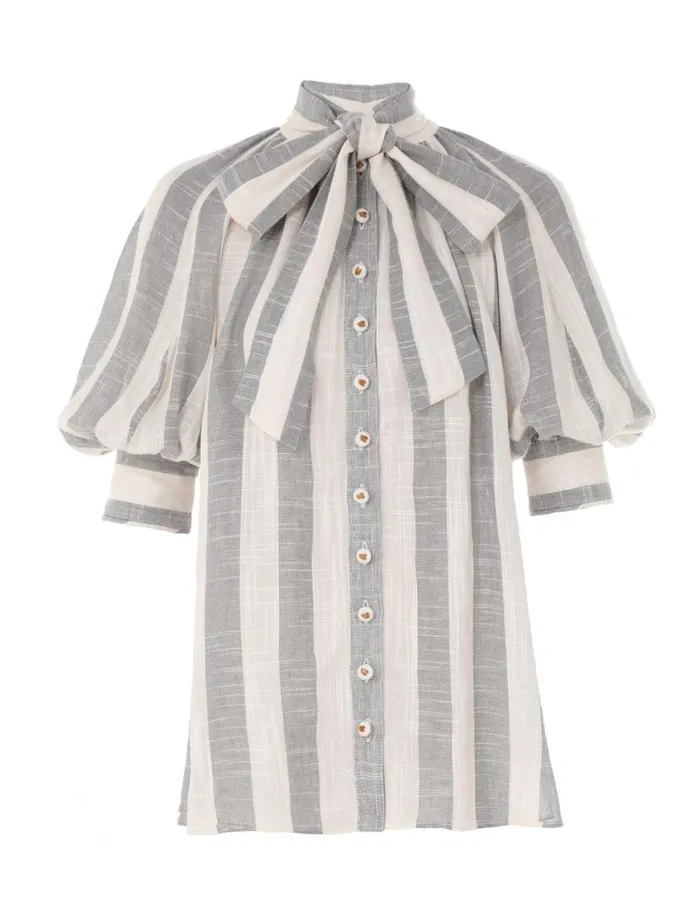 Zimmermann Tops Matchmaker Swing Blouse Bluecream Stripe 8211 Women