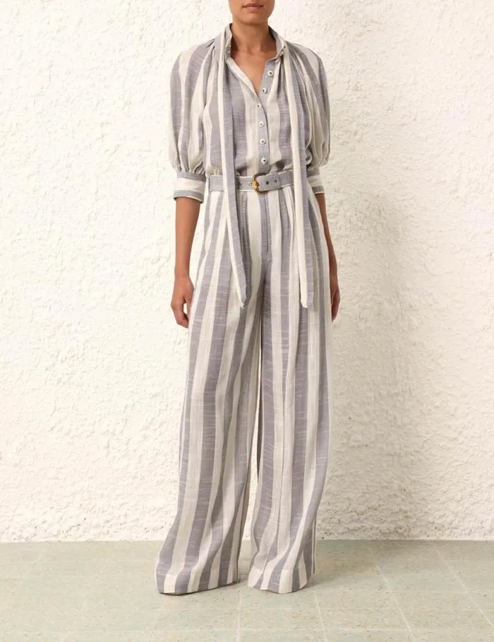Zimmermann Tops Matchmaker Swing Blouse Bluecream Stripe 8211 Women