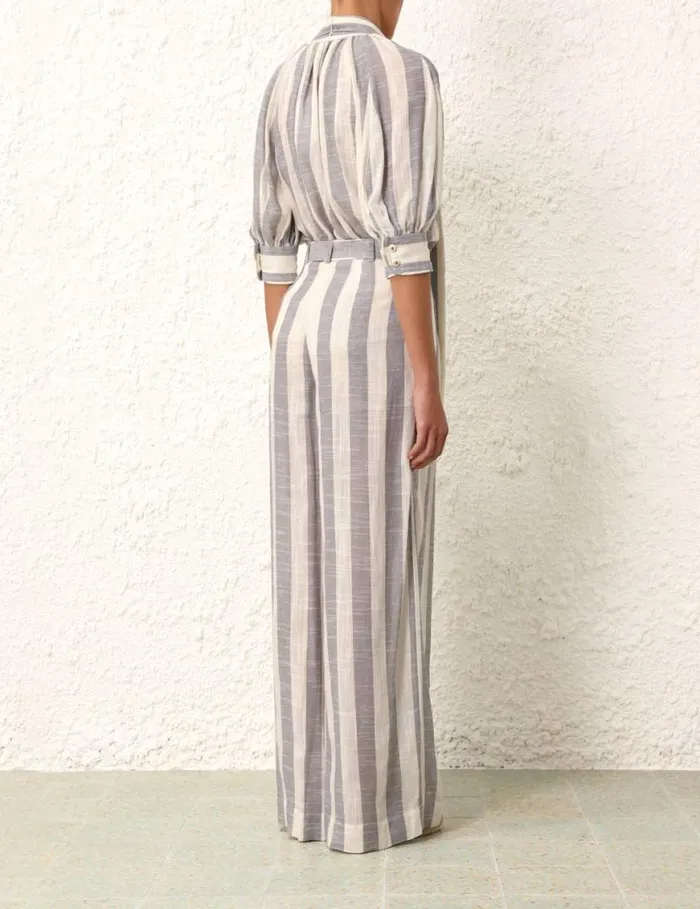 Zimmermann Tops Matchmaker Swing Blouse Bluecream Stripe 8211 Women
