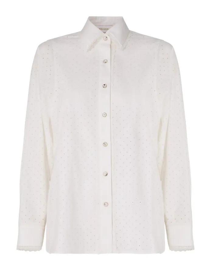 Zimmermann Tops Natura Burnout Oversized Shirt Ivory 8211 Women
