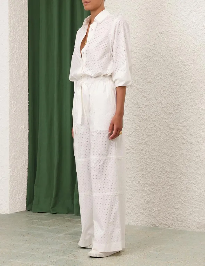 Zimmermann Tops Natura Burnout Oversized Shirt Ivory 8211 Women