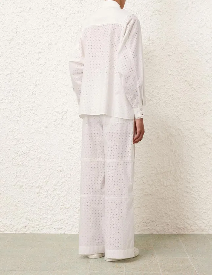 Zimmermann Tops Natura Burnout Oversized Shirt Ivory 8211 Women
