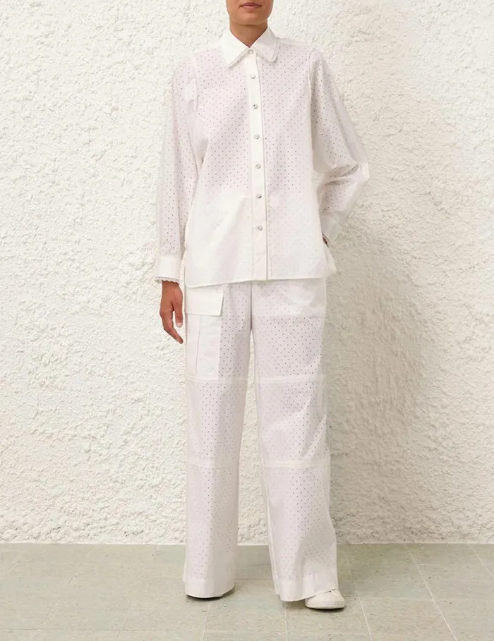 Zimmermann Tops Natura Burnout Oversized Shirt Ivory 8211 Women