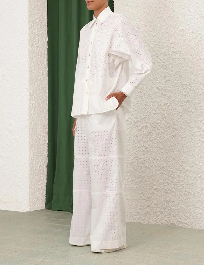 Zimmermann Tops Natura Burnout Oversized Shirt Ivory 8211 Women