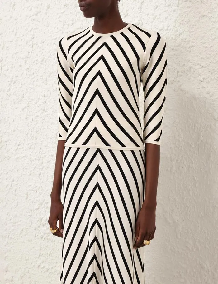Zimmermann Tops Natura Crew Neck Top Chevron 8211 Women