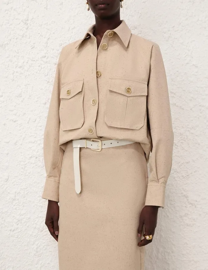 Zimmermann Tops Natura Oversized Pocket Jacket Natural 8211 Women