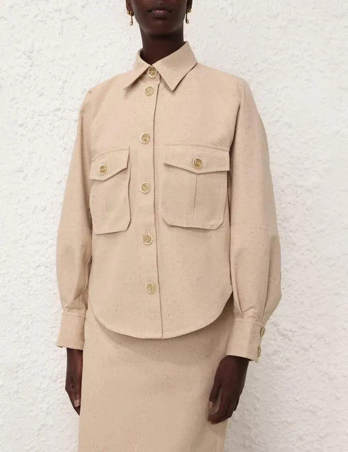 Zimmermann Tops Natura Oversized Pocket Jacket Natural 8211 Women