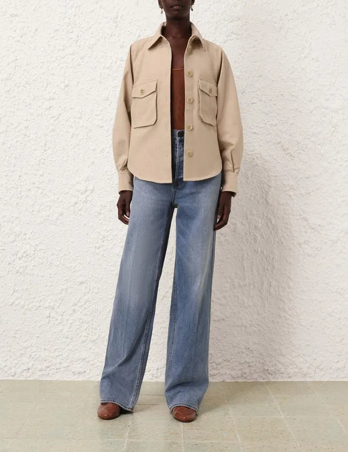 Zimmermann Tops Natura Oversized Pocket Jacket Natural 8211 Women