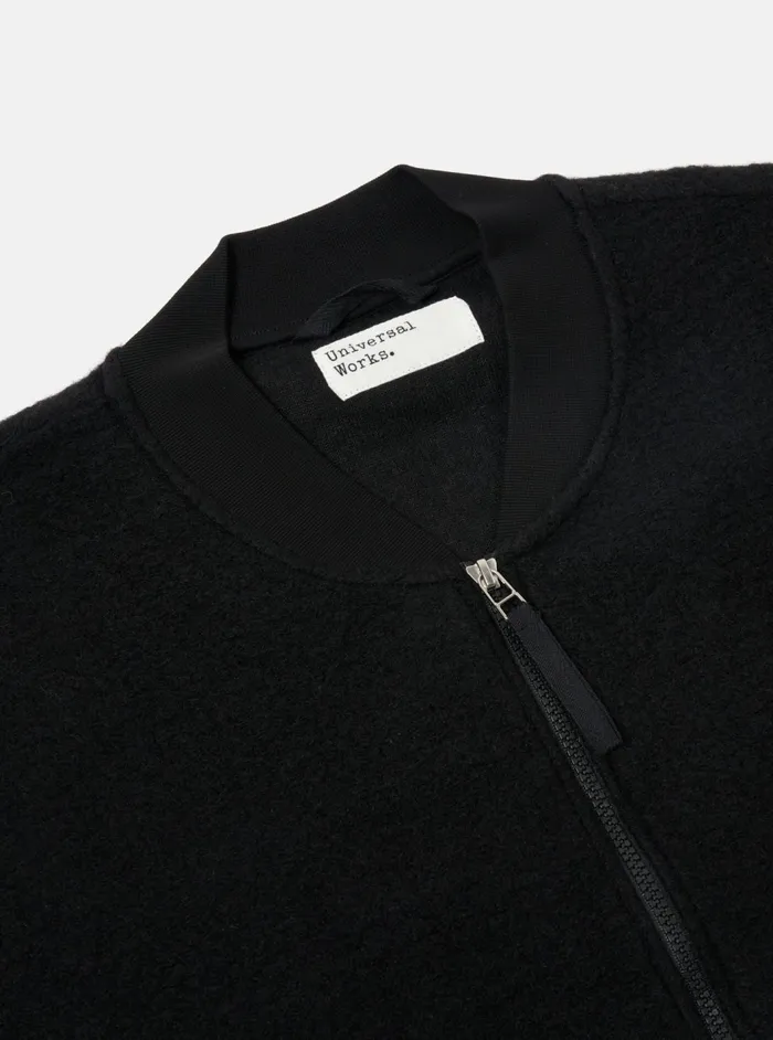 Zip Bomber In Black Wool Fleece Men Universal Works Fleece