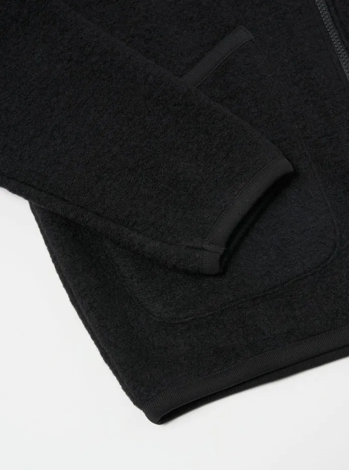 Zip Bomber In Black Wool Fleece Men Universal Works Fleece