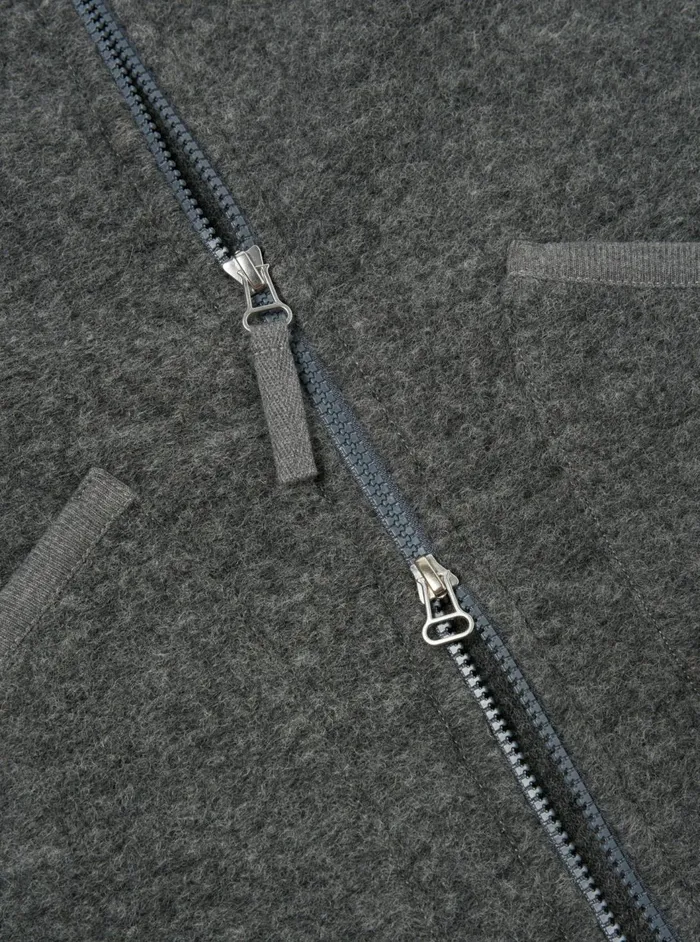 Zip Waistcoat In Grey Marl Wool Fleece Men Universal Works Fleece
